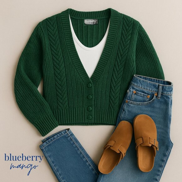 Vintage Rafferty Emerald Green Cable Knit Cardigan | Ramie Cotton | 80s  90s Y2K - Picture 2 of 8